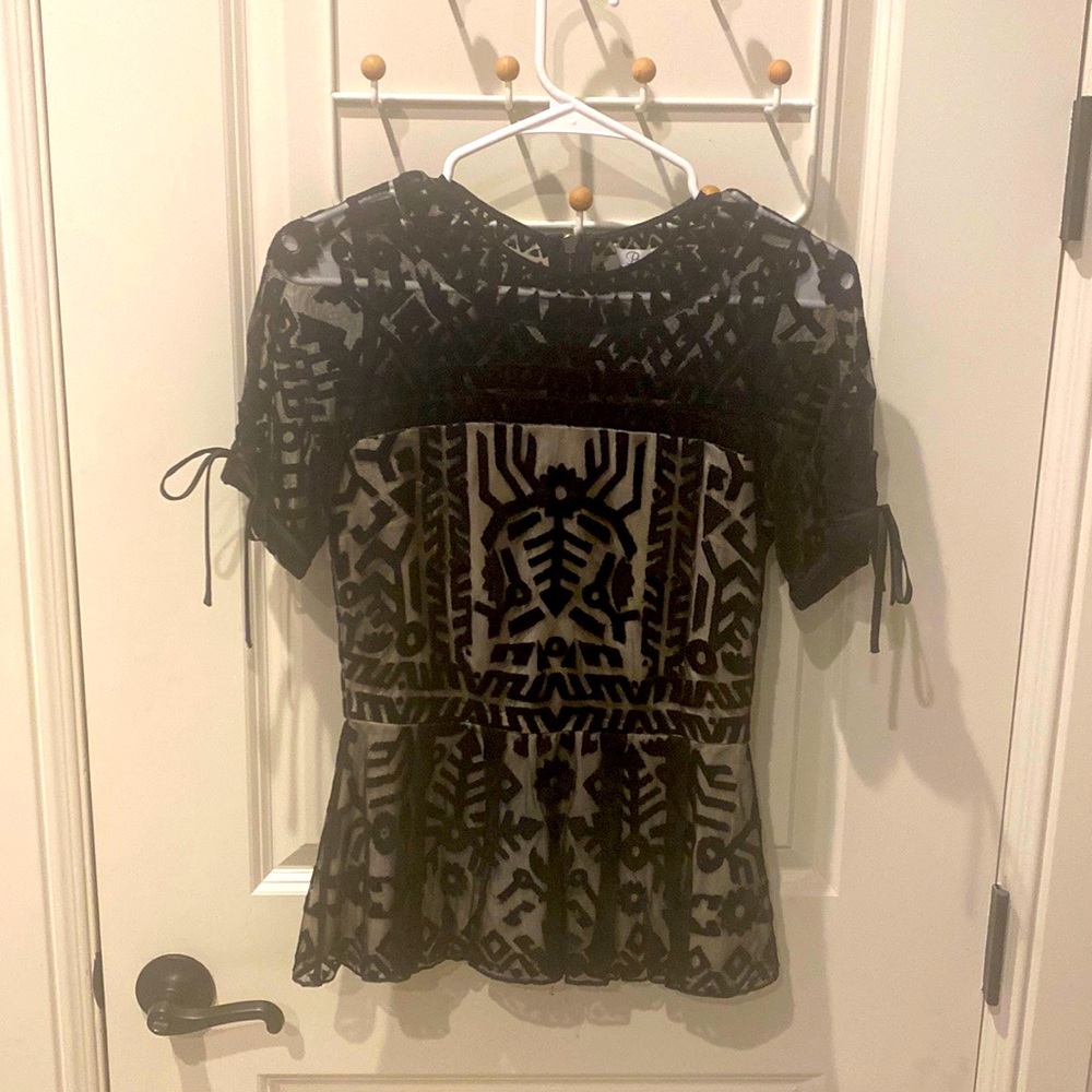 Parker Black Lace Peplum Top